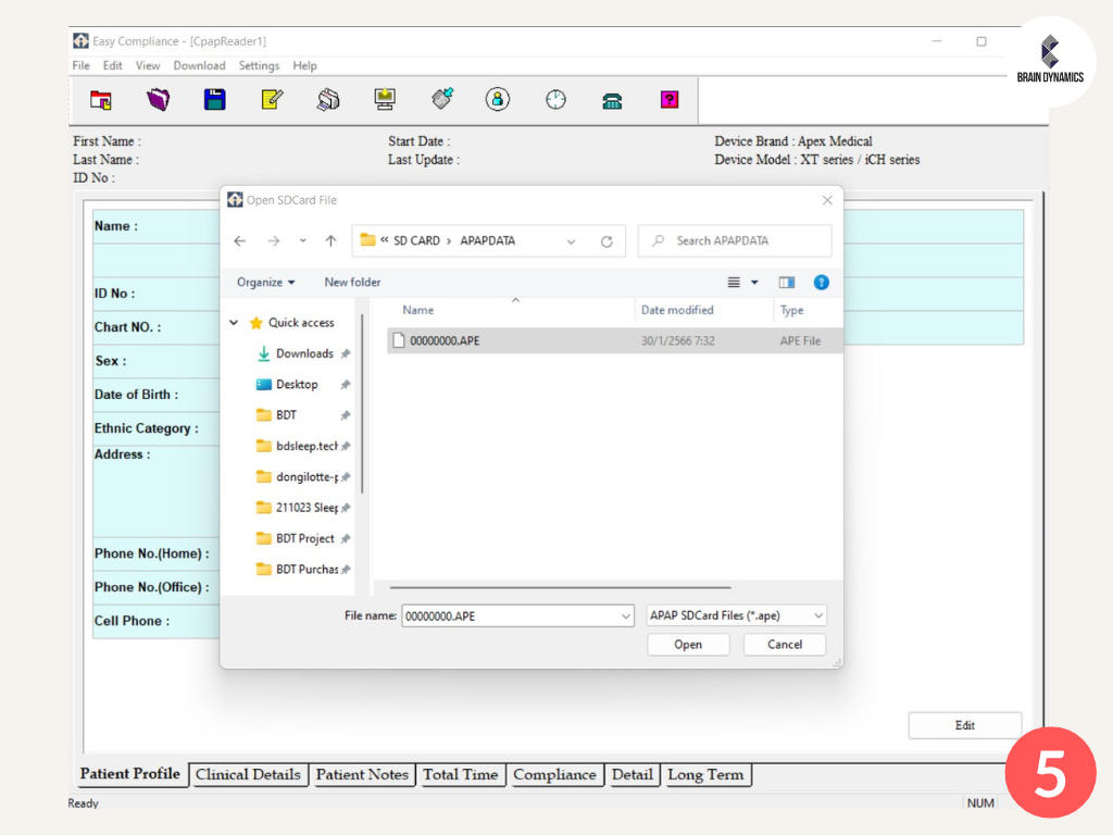 Select SDCard File CPAP Apex